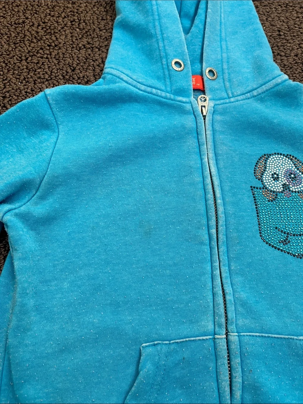Butter brand Blue Kids’ Zip Up Hoodie With Gem Design, Size 6